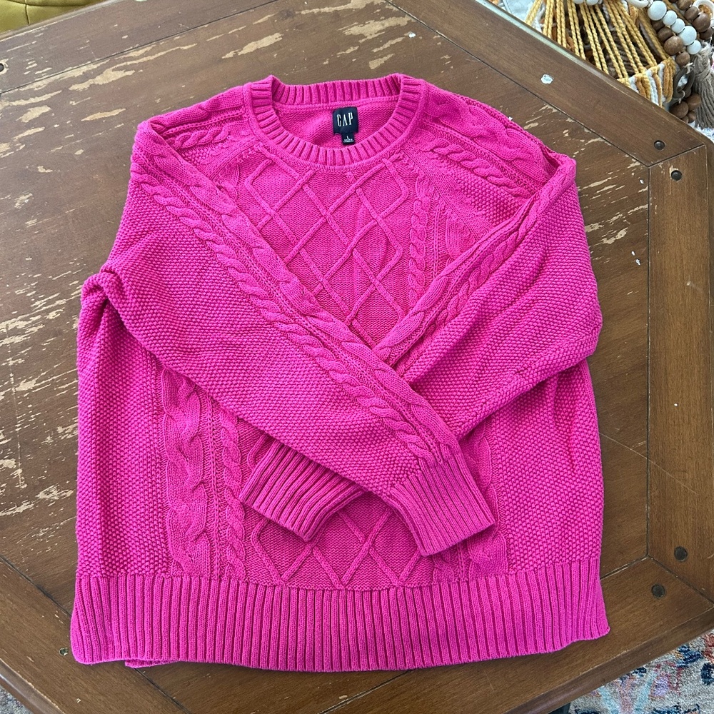 Hot Pink Cable Knit Sweater